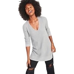 Women's V-Neck Tunic Sweater Gray XL